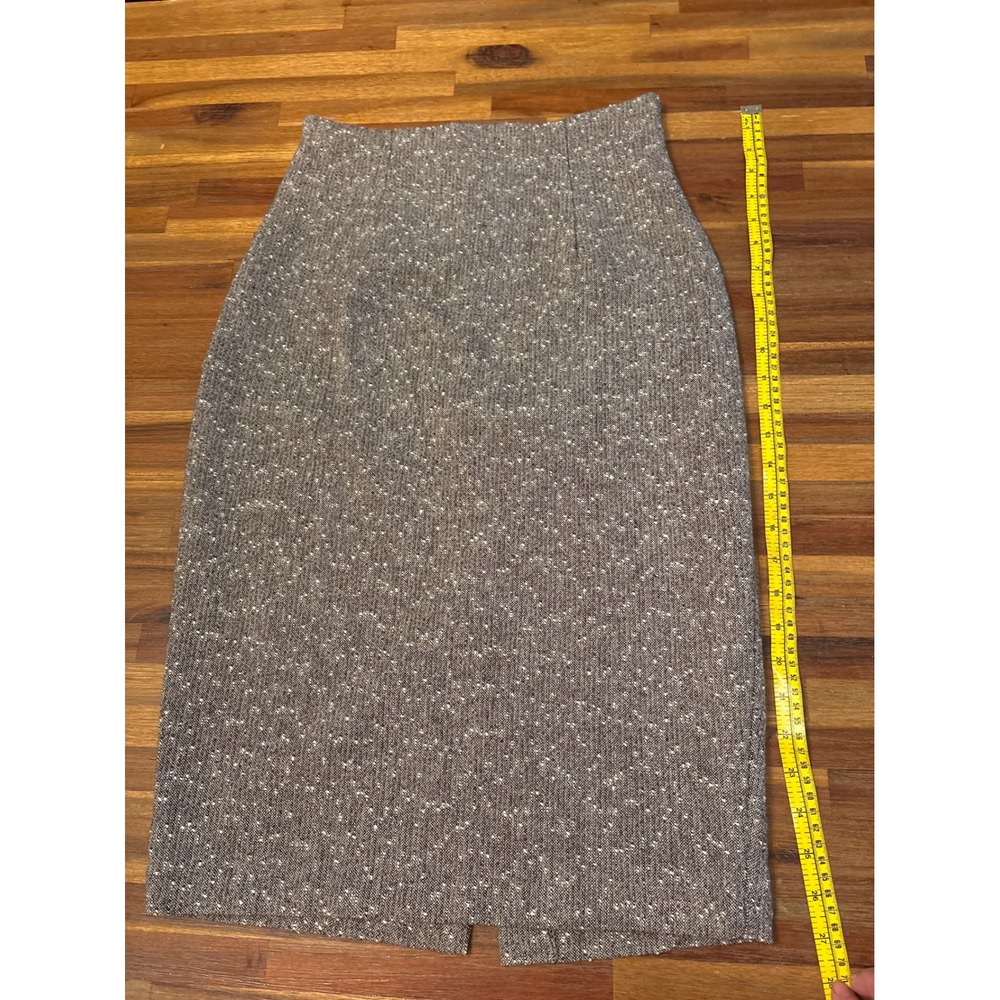 Renee C Tweed Midi Skirt Women S Brown Excellent Wool Blend High Waist Pencil